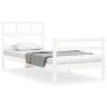 Cadre de lit sans matelas blanc bois massif 