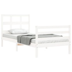 Cadre de lit sans matelas blanc bois massif 