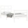 Cadre de lit sans matelas blanc bois massif 