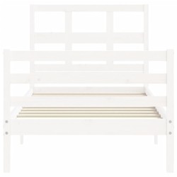Cadre de lit sans matelas blanc bois massif 