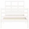 Cadre de lit sans matelas blanc bois massif 