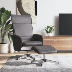 Fauteuil inclinable avec repose-pied gris similicuir 