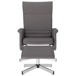 Fauteuil inclinable avec repose-pied gris similicuir 