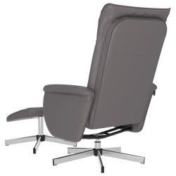 Fauteuil inclinable avec repose-pied gris similicuir 