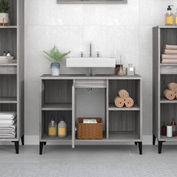 Meuble d'évier sonoma gris 80x33x60 cm bois d'ingénierie 