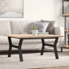 Table basse cadre en Y 90x90x45,5cm bois de pin massif et acier 