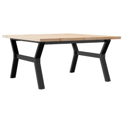Table basse cadre en Y 90x90x45,5cm bois de pin massif et acier 