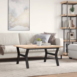Table basse cadre en Y 90x90x45,5cm bois de pin massif et acier 