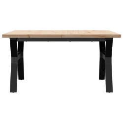 Table basse cadre en Y 90x90x45,5cm bois de pin massif et acier 