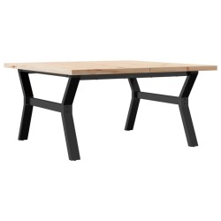 Table basse cadre en Y 90x90x45,5cm bois de pin massif et acier 