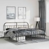 Cadre de lit métal sans matelas avec pied de lit noir 183x213cm 