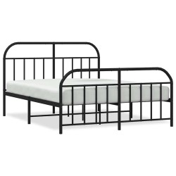 Cadre de lit métal sans matelas avec pied de lit noir 183x213cm 