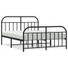 Cadre de lit métal sans matelas avec pied de lit noir 183x213cm 