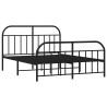 Cadre de lit métal sans matelas avec pied de lit noir 183x213cm 