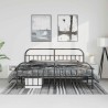 Cadre de lit métal sans matelas avec pied de lit noir 183x213cm 