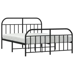 Cadre de lit métal sans matelas avec pied de lit noir 183x213cm 