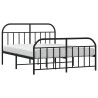 Cadre de lit métal sans matelas avec pied de lit noir 183x213cm 