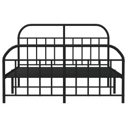 Cadre de lit métal sans matelas avec pied de lit noir 183x213cm 