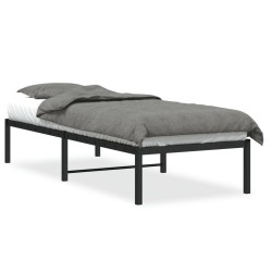 Cadre de lit métal sans matelas noir 75x190 cm 