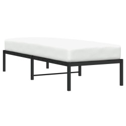 Cadre de lit métal sans matelas noir 75x190 cm 
