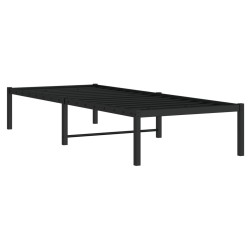 Cadre de lit métal sans matelas noir 75x190 cm 
