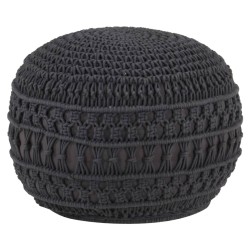 Pouf fait à la main en macramé Anthracite 45x30 cm Coton 