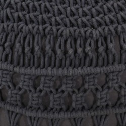 Pouf fait à la main en macramé Anthracite 45x30 cm Coton 