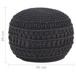 Pouf fait à la main en macramé Anthracite 45x30 cm Coton 