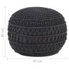Pouf fait à la main en macramé Anthracite 45x30 cm Coton 