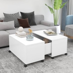 Table basse blanc 75x75x38 cm bois d'ingénierie 