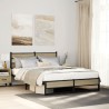 Cadre de lit en métal sans matelas chêne sonoma 135x190 cm 