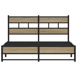 Cadre de lit en métal sans matelas chêne sonoma 135x190 cm 