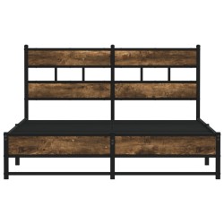 Cadre de lit en métal sans matelas chêne fumé 135x190 cm 
