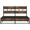 Cadre de lit en métal sans matelas chêne fumé 135x190 cm 