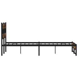 Cadre de lit en métal sans matelas chêne fumé 135x190 cm 