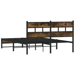 Cadre de lit en métal sans matelas chêne fumé 135x190 cm 