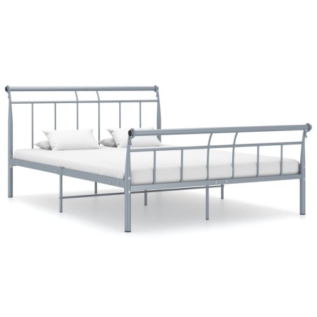 Cadre de lit sans matelas gris métal 140x200 cm 