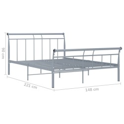 Cadre de lit sans matelas gris métal 140x200 cm 