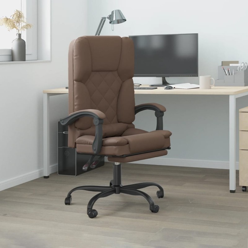 Fauteuil de massage inclinable de bureau Marron Similicuir 