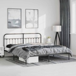 Cadre de lit métal sans matelas avec tête de lit noir 183x213cm 