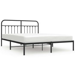 Cadre de lit métal sans matelas avec tête de lit noir 183x213cm 