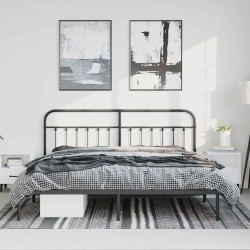 Cadre de lit métal sans matelas avec tête de lit noir 183x213cm 