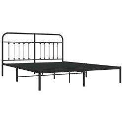 Cadre de lit métal sans matelas avec tête de lit noir 183x213cm 