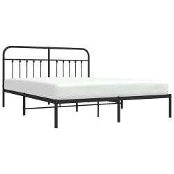 Cadre de lit métal sans matelas avec tête de lit noir 183x213cm 