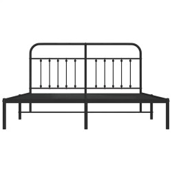 Cadre de lit métal sans matelas avec tête de lit noir 183x213cm 