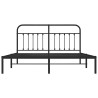 Cadre de lit métal sans matelas avec tête de lit noir 183x213cm 