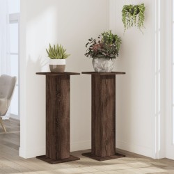 Supports pour plantes 2 pcs chêne marron bois d'ingénierie 