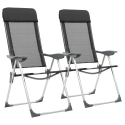 Chaise pliante de camping lot de 2 Noir Aluminium 