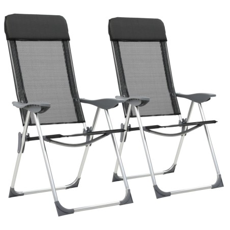 Chaise pliante de camping lot de 2 Noir Aluminium 