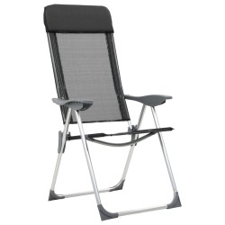 Chaise pliante de camping lot de 2 Noir Aluminium 